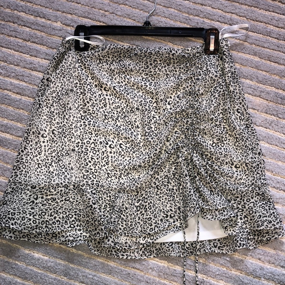 Leopard Mini Skirt with Cinched Slit